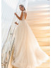 Beaded Ivory Lace Tulle V Back Wedding Dress